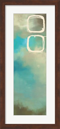 Framed Retro in Aqua and Khaki III Print