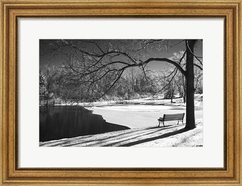Framed Heritage Pond In Winter Print