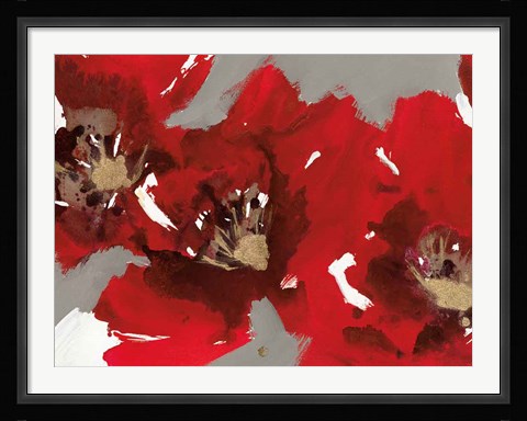 Framed Red Poppy Forest I Print