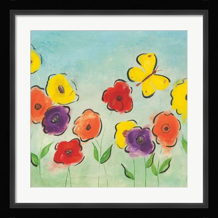 Framed Flowering Garden I Print