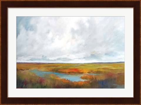Framed Sunset Over The Marsh Print