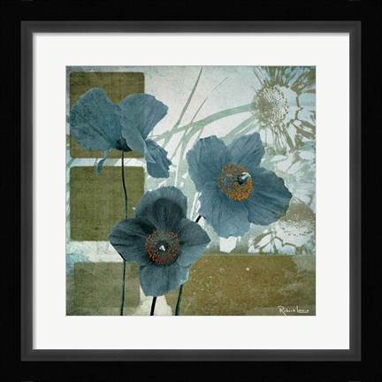 Framed Cerulean Poppies I Print