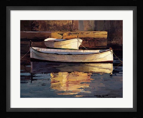 Framed Barcas al Atardecer Print