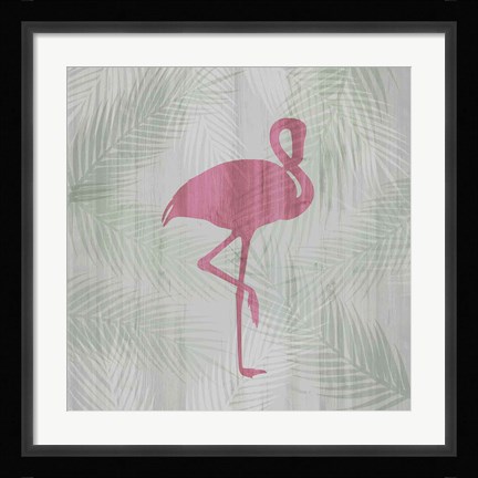 Framed Pink Flamingo I Print