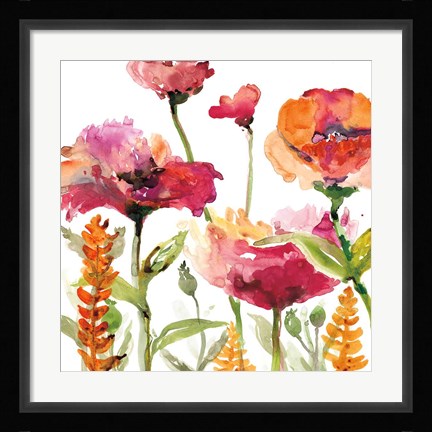 Framed Blooms And Greens Print