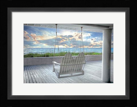 Framed Swing At The Beach Print