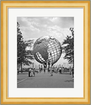 Framed 1964 New York World&#39;s Fair Unisphere Flushing Meadows NY Print