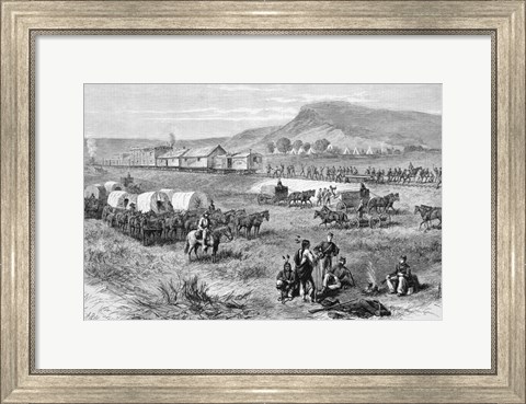 Framed Railroad Building On Great Plains Of America Print