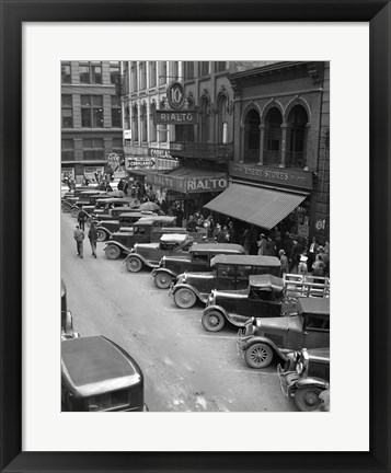 Framed 1936 Line Of Angle Parked Cars Downtown Main Street Knoxville Tennessee Print