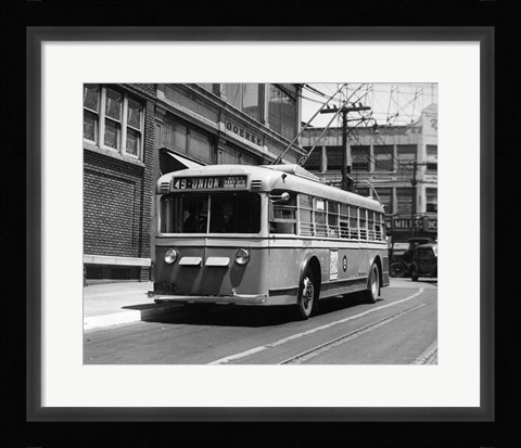Framed Vehicle Operates As Trackless Trolley Electric Bus Or Gasoline Bus Public Transportation Elizabeth NJ Print