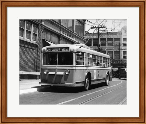 Framed Vehicle Operates As Trackless Trolley Electric Bus Or Gasoline Bus Public Transportation Elizabeth NJ Print