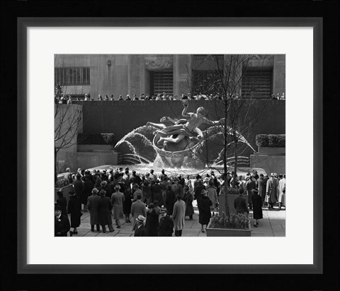 Framed Group Of People At Rockefeller Center New York City Print