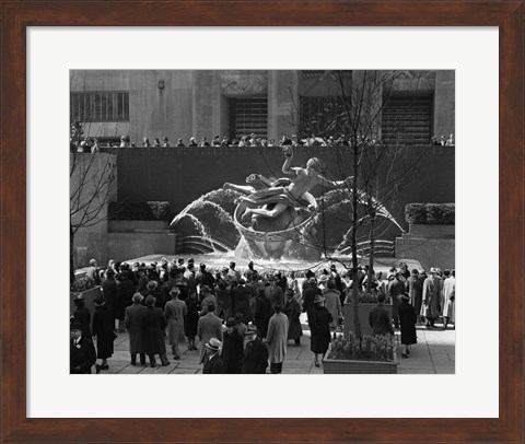 Framed Group Of People At Rockefeller Center New York City Print
