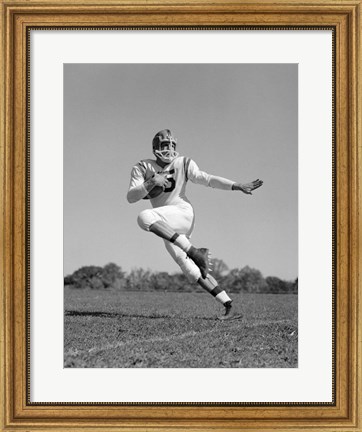 Framed Football Player Running With Ball Print