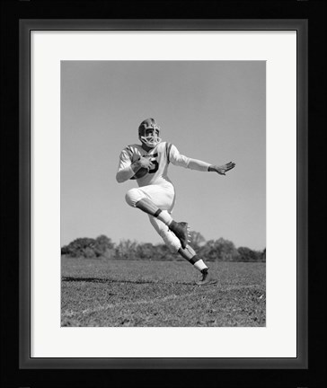 Framed Football Player Running With Ball Print