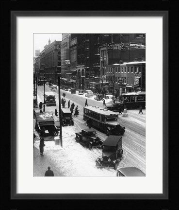 Framed Snowy Philadelphia City Street In Winter Print