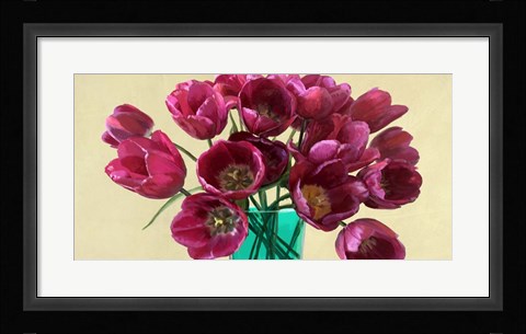 Framed Red Tulips in a Glass Vase (detail) Print