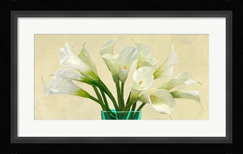 Framed White Callas in a Glass Vase (detail) Print