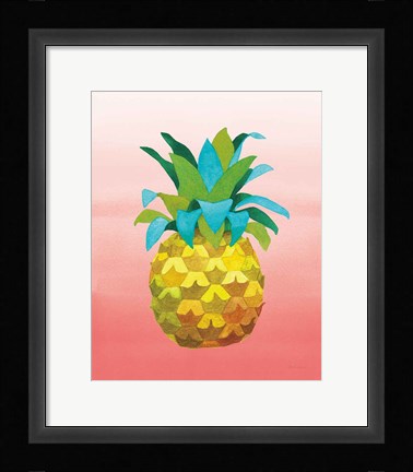 Framed Island Time Pineapples VI Coral Print