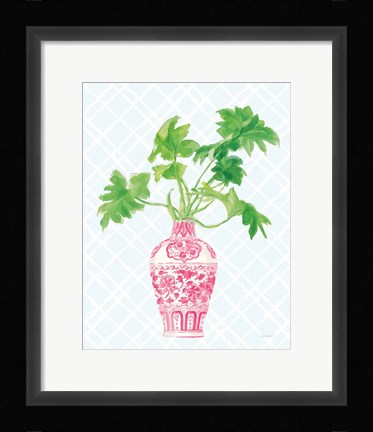 Framed Palm Chinoiserie III Pink Print