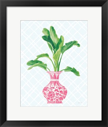 Framed Palm Chinoiserie I Pink Print