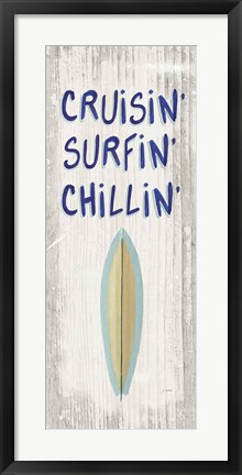 Framed Beach Time IV One Surfboard Print