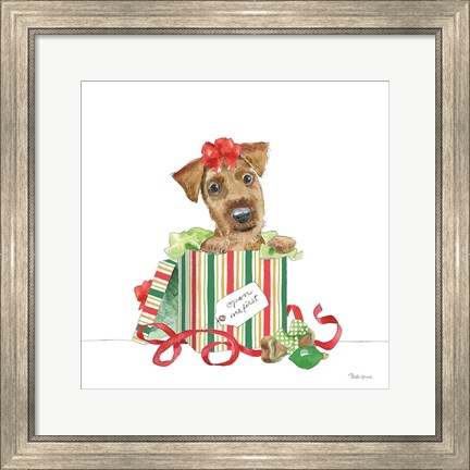 Framed Holiday Paws II on White No Words Print