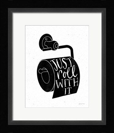 Framed Bathroom Puns VI Black Print