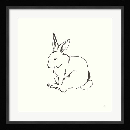 Framed Line Bunny I Print