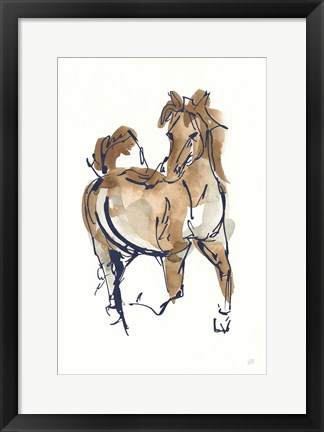 Framed Sketchy Horse V Navy Print