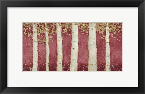 Framed Magnificent Birch Grove Burgundy Crop Print
