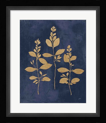 Framed Botanical Study IV Gold Navy Print
