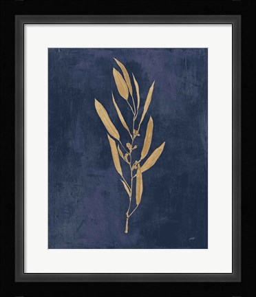 Framed Botanical Study I Gold Navy Print