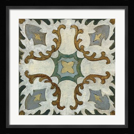 Framed Old World Tile I Print
