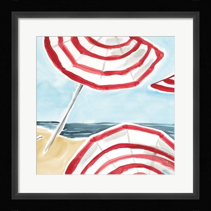Framed Stripes on the Beach II Print