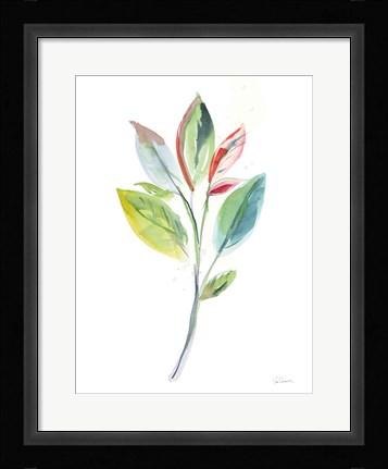 Framed Washy Leaves I Print