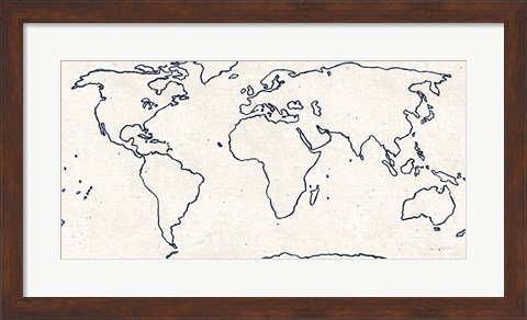 Framed Sketch Map Navy Print