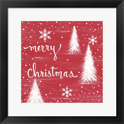 Framed Merry Christmas Trees Print