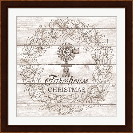 Framed Farmhouse Christmas Wreath Print