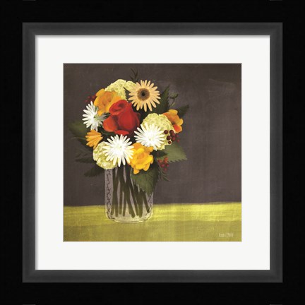 Framed Wildflowers in Mason Jar Print