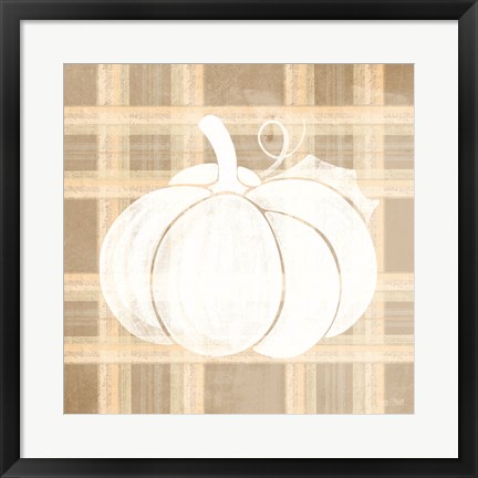 Framed Plaid Pumpkin I Print