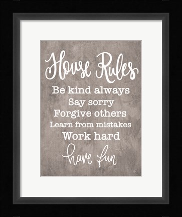 Framed House Rules Print