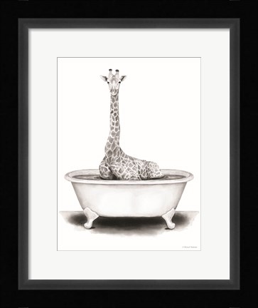 Framed Giraffe in Tub Print