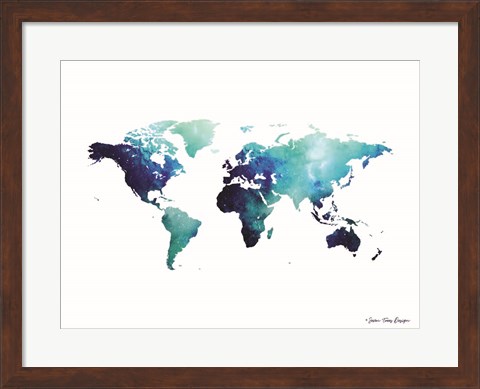 Framed Blue Space World Map Print