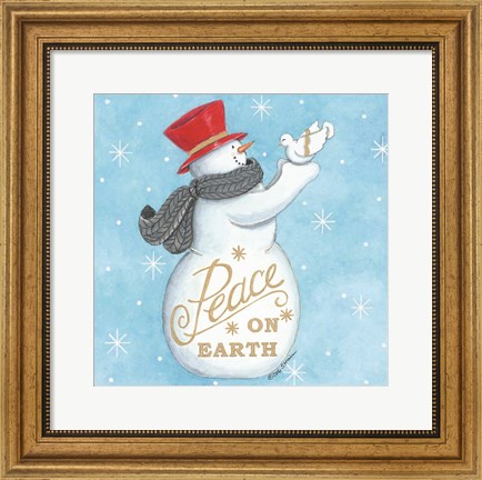 Framed Peace on Earth Snowman Print