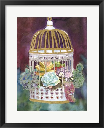 Framed Succulent Bird House Print