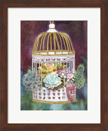 Framed Succulent Bird House Print