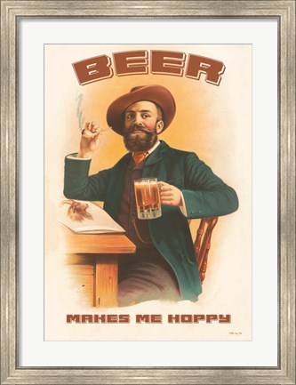Framed Beer Makes Me Hoppy Print