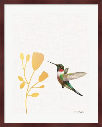 Framed Hummingbird and the Flower Print