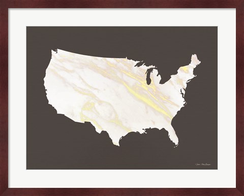 Framed Marble Gold USA Map Print